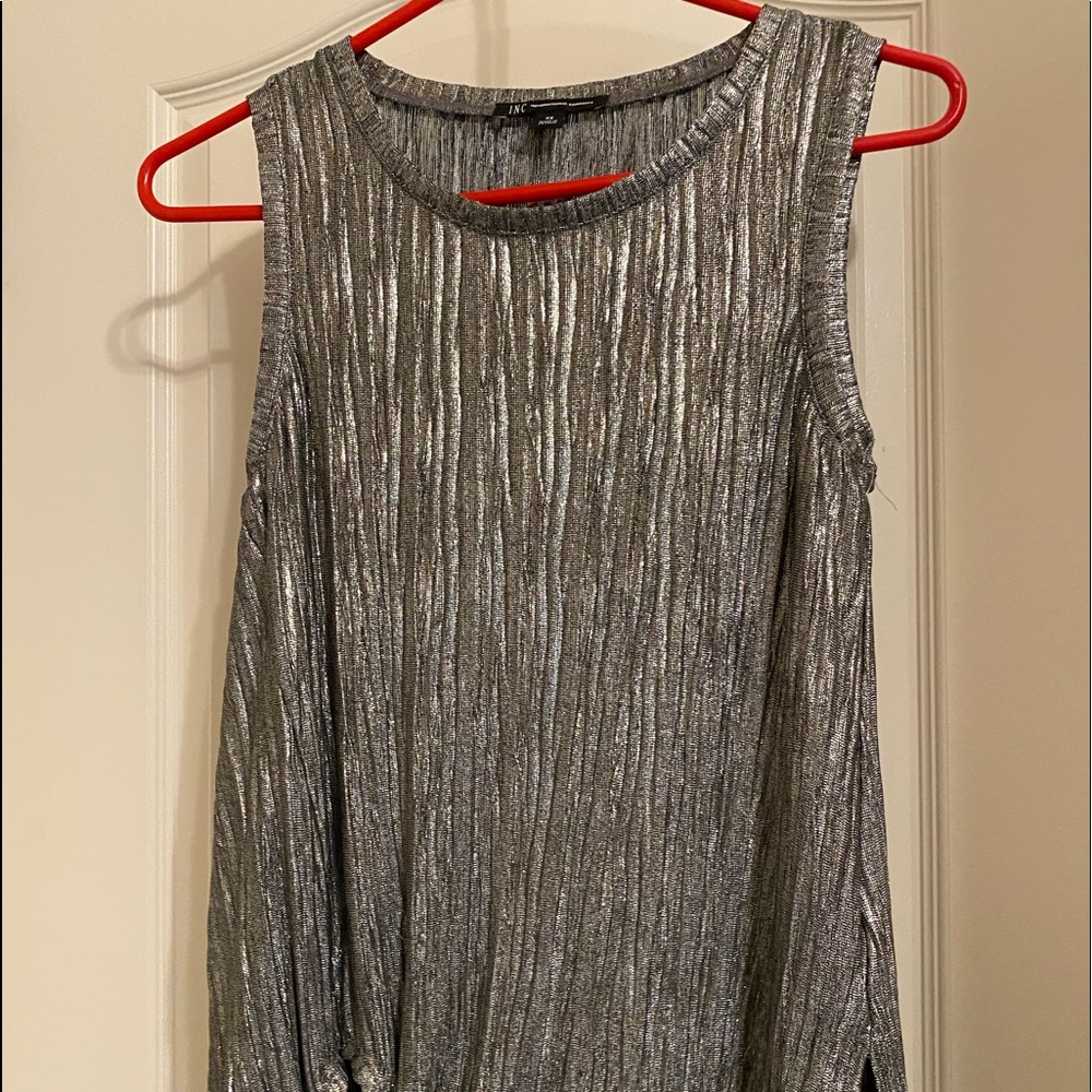 INC silver crepe tank top. Size XS